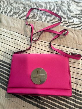 kate spade Pink Saffiano Leather Crossbody with Gold Turn-Lock